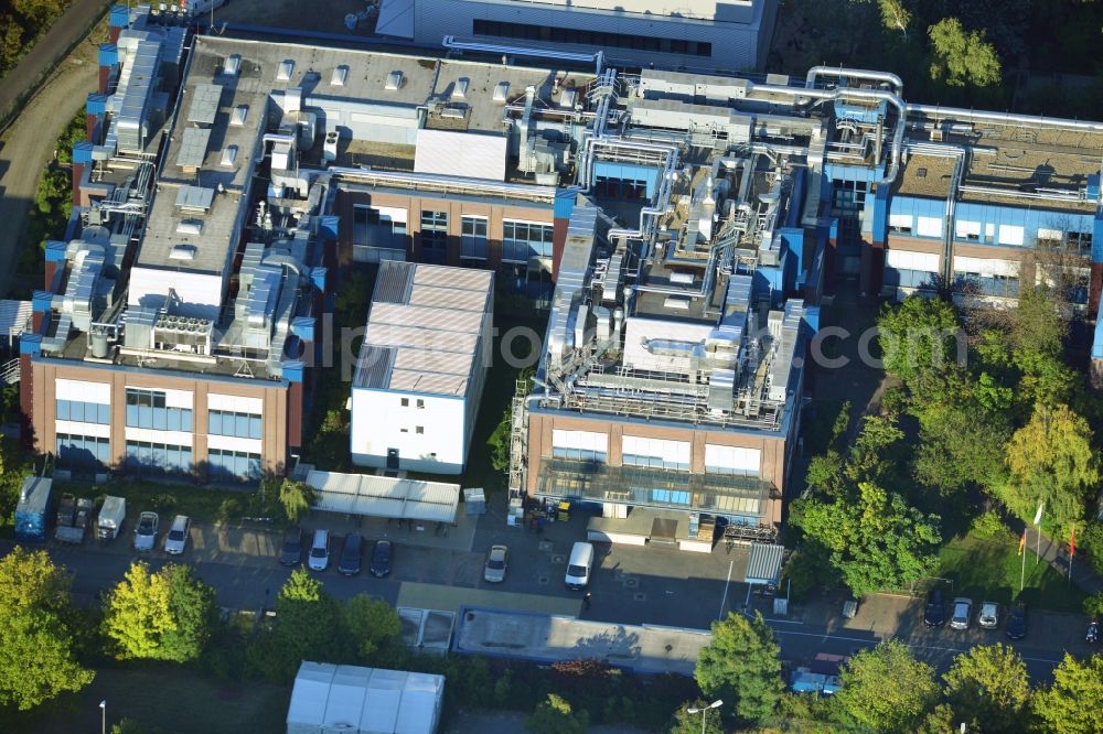 Berlin Neukölln from above - The premises of BIOTRONIK SE & Co. KG in Woermannkehre in Berlin Neukölln