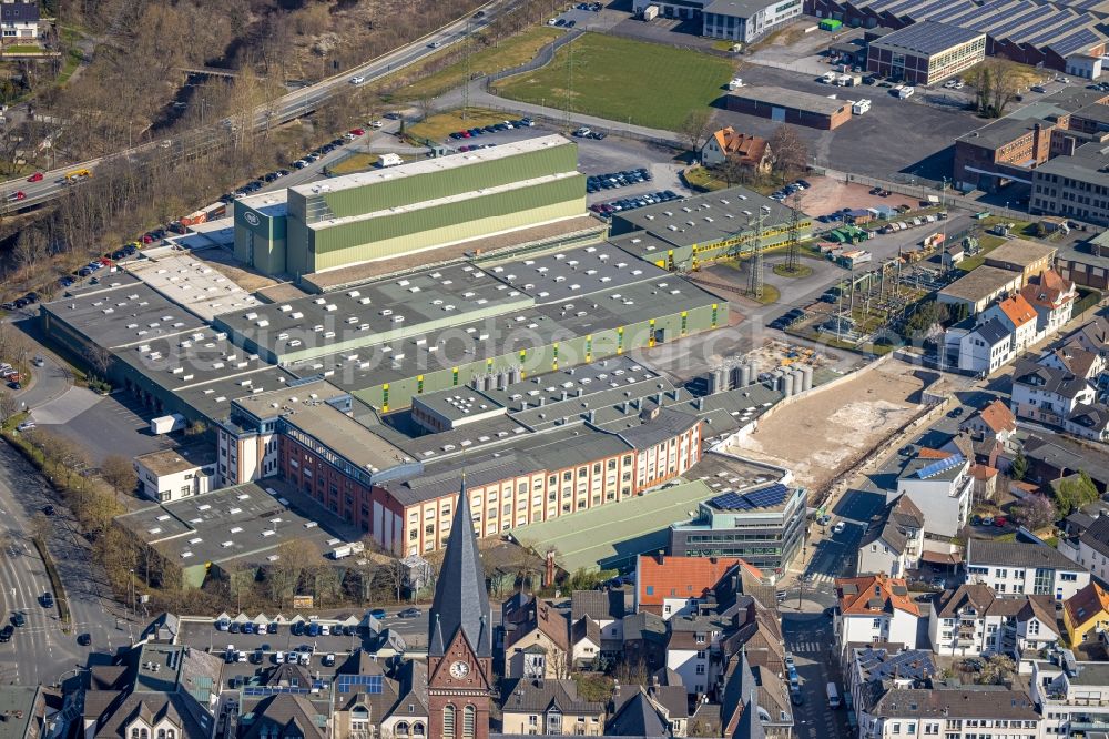 Aerial image Arnsberg - Building and production halls on the premises of BJB GmbH & Co. KG in Arnsberg in the state North Rhine-Westphalia, Germany