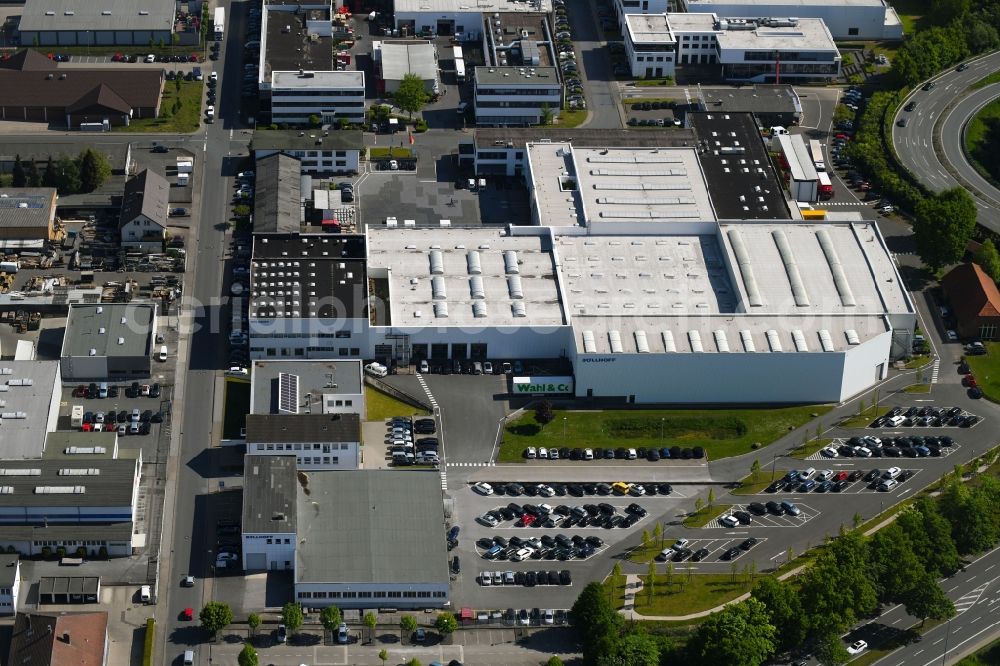 Aerial photograph Bielefeld - Building and production halls on the premises of Boellhoff Gruppe in Bielefeld in the state North Rhine-Westphalia, Germany