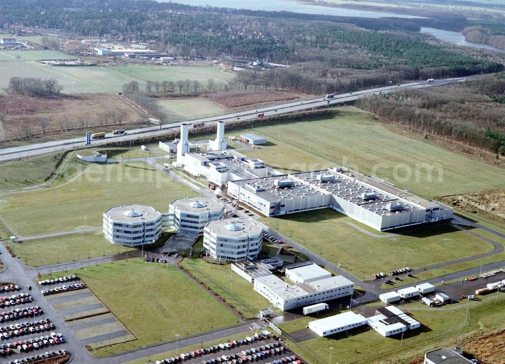 Brandenburg-Dahlewitz from the bird's eye view: Werksgelände der BMW - RR GmbH Geschäftsleitung Bereich Werbung / Öffentlichkeitsarbeit Frau Sparlik Eschenweg 11 15827 DAHLEWITZ Tel.: 033708-60