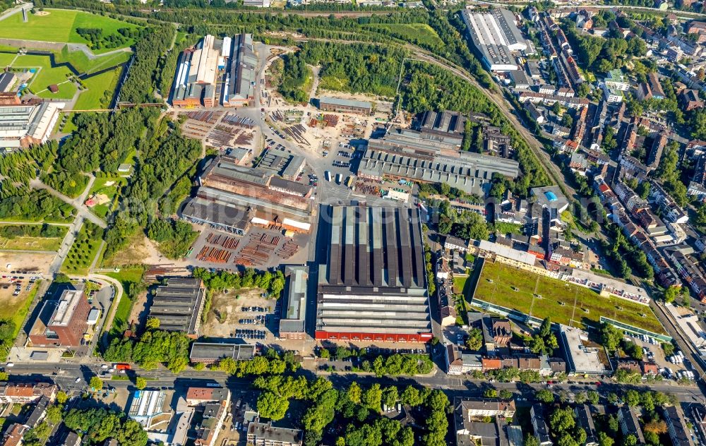 Bochum from the bird's eye view: Building and production halls on the premises of Bochumer Verein Verkehrstechnik GmbH on Alleestrasse in Bochum in the state North Rhine-Westphalia, Germany