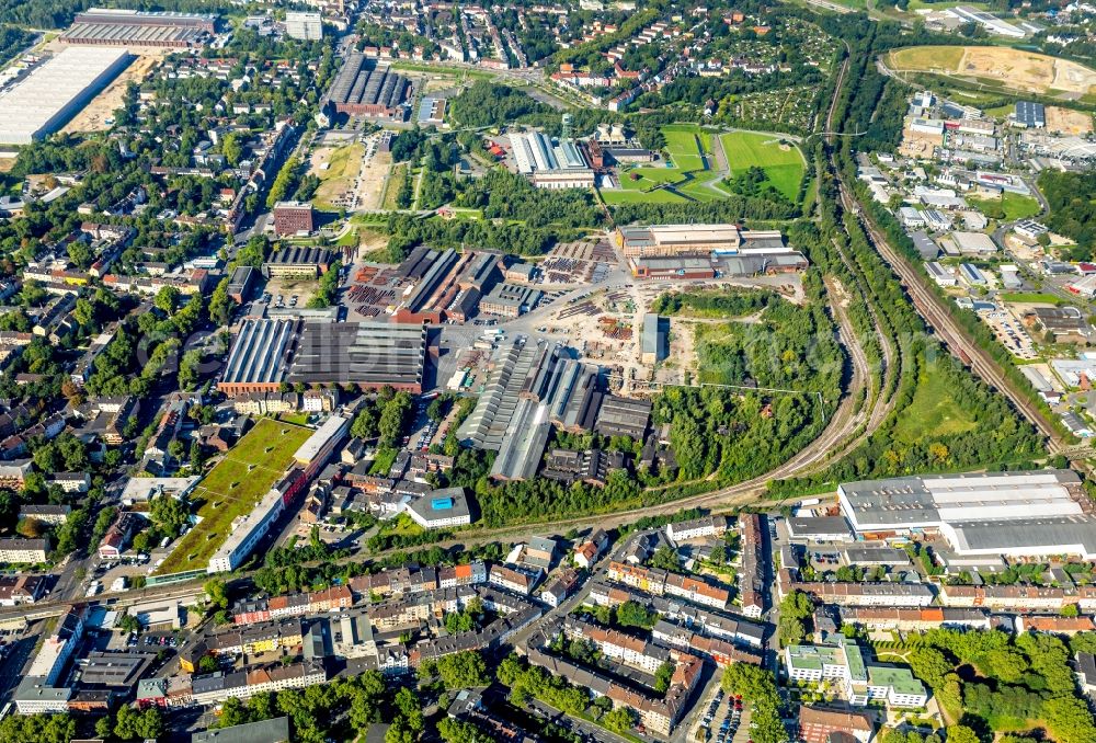 Aerial photograph Bochum - Building and production halls on the premises of Bochumer Verein Verkehrstechnik GmbH on Alleestrasse in Bochum in the state North Rhine-Westphalia, Germany