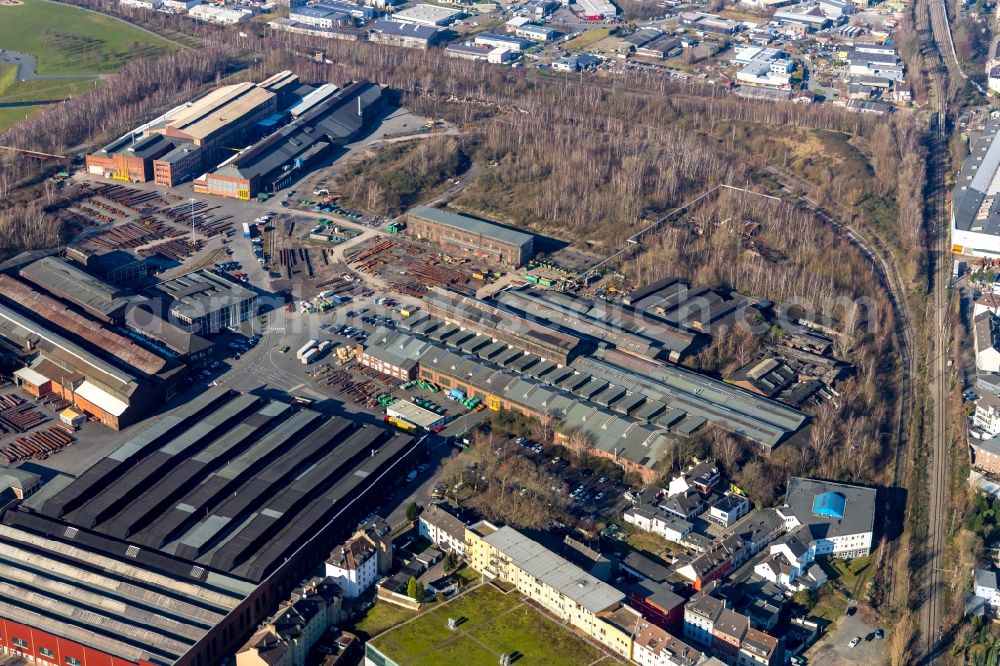 Aerial image Bochum - Building and production halls on the premises of Bochumer Verein Verkehrstechnik GmbH on Alleestrasse in Bochum in the state North Rhine-Westphalia, Germany