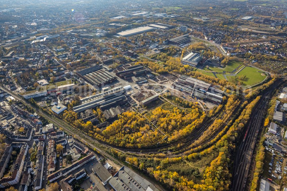 Bochum from the bird's eye view: Building and production halls on the premises of Bochumer Verein Verkehrstechnik GmbH on Alleestrasse in Bochum in the state North Rhine-Westphalia, Germany