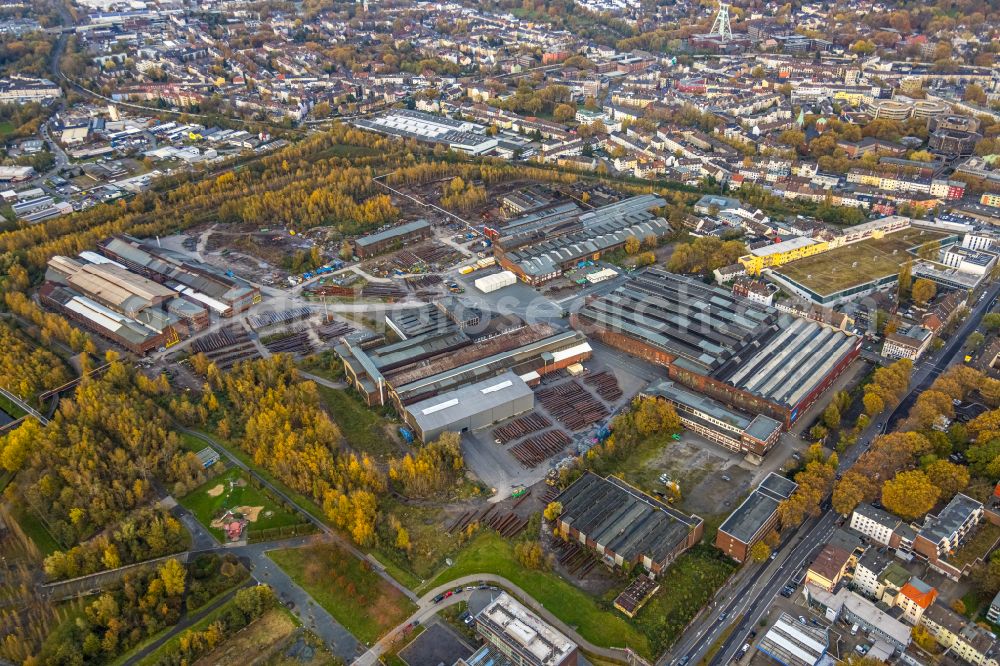 Aerial photograph Bochum - Building and production halls on the premises of Bochumer Verein Verkehrstechnik GmbH on Alleestrasse in the district Innenstadt in Bochum in the state North Rhine-Westphalia, Germany