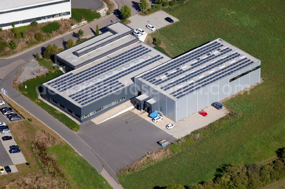 Schöntal from above - Building and production halls on the premises of Bohl Befestigungssysteme - Klimatechnisches Zubehoer GmbH in the Rudolf-Diesel-Strasse in Schoental in the state Baden-Wurttemberg, Germany