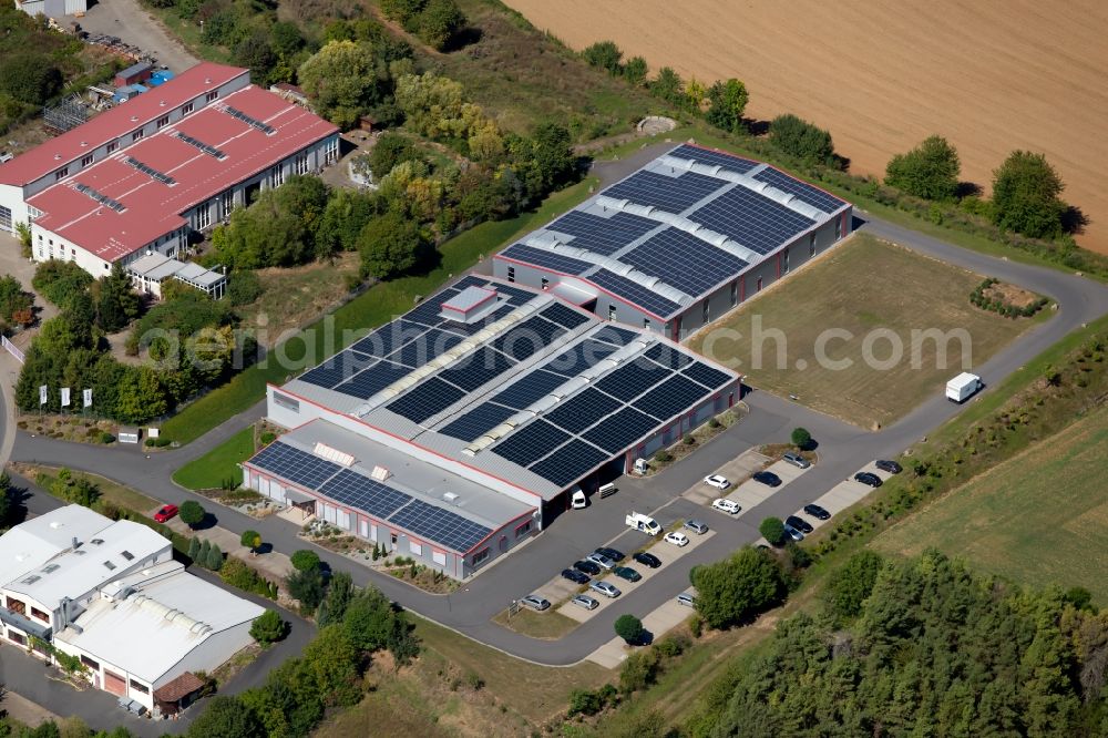 Aerial photograph Grünsfeld - Building and production halls on the premises of Bohlenof GmbH on Waltersberg in Gruensfeld in the state Baden-Wurttemberg, Germany