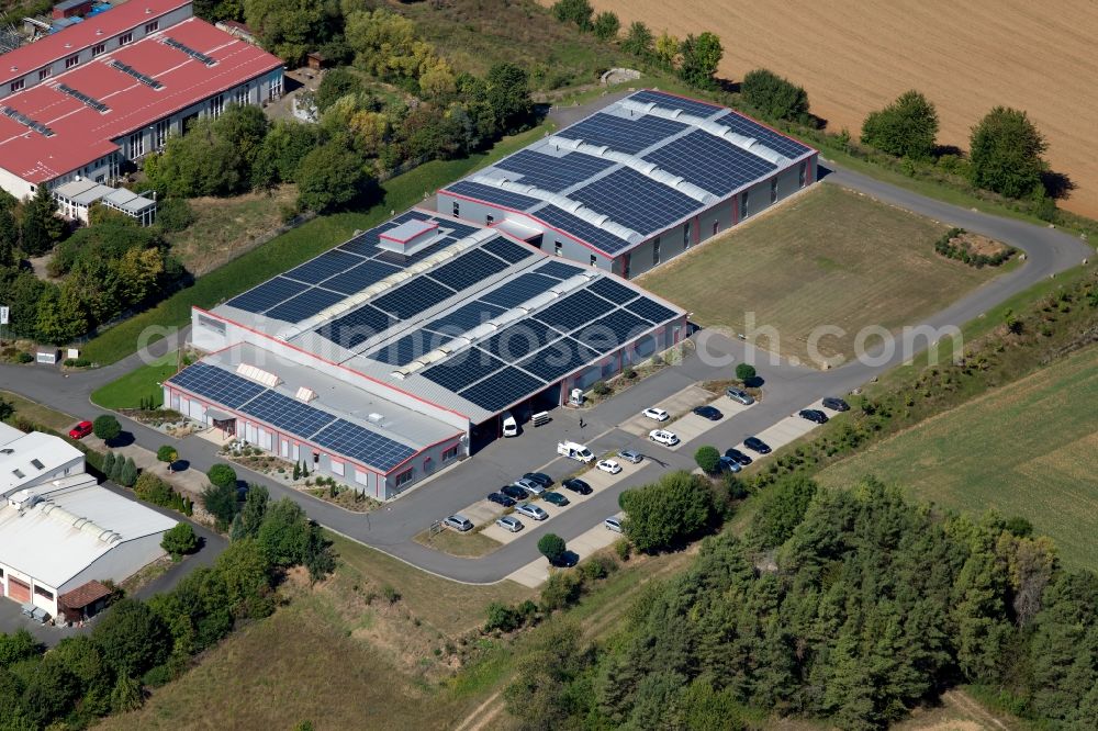 Aerial photograph Grünsfeld - Building and production halls on the premises of Bohlenof GmbH on Waltersberg in Gruensfeld in the state Baden-Wurttemberg, Germany