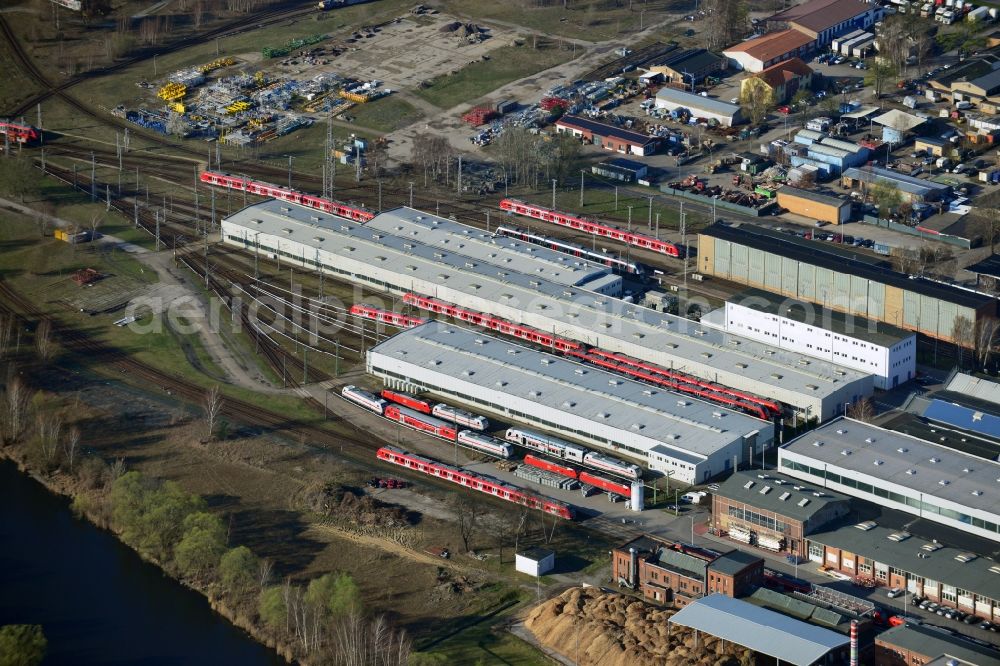 Aerial photograph Hennigsdorf - Premises of Bombardier Transportation for rail vehicles and locomotives in Hennigdorf in Brandenburg