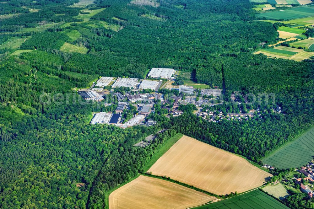 Hildesheim from the bird's eye view: Building and production halls on the premises Bosch Electronics Service on street Robert-Bosch-Strasse in Hildesheim in the state Lower Saxony, Germany