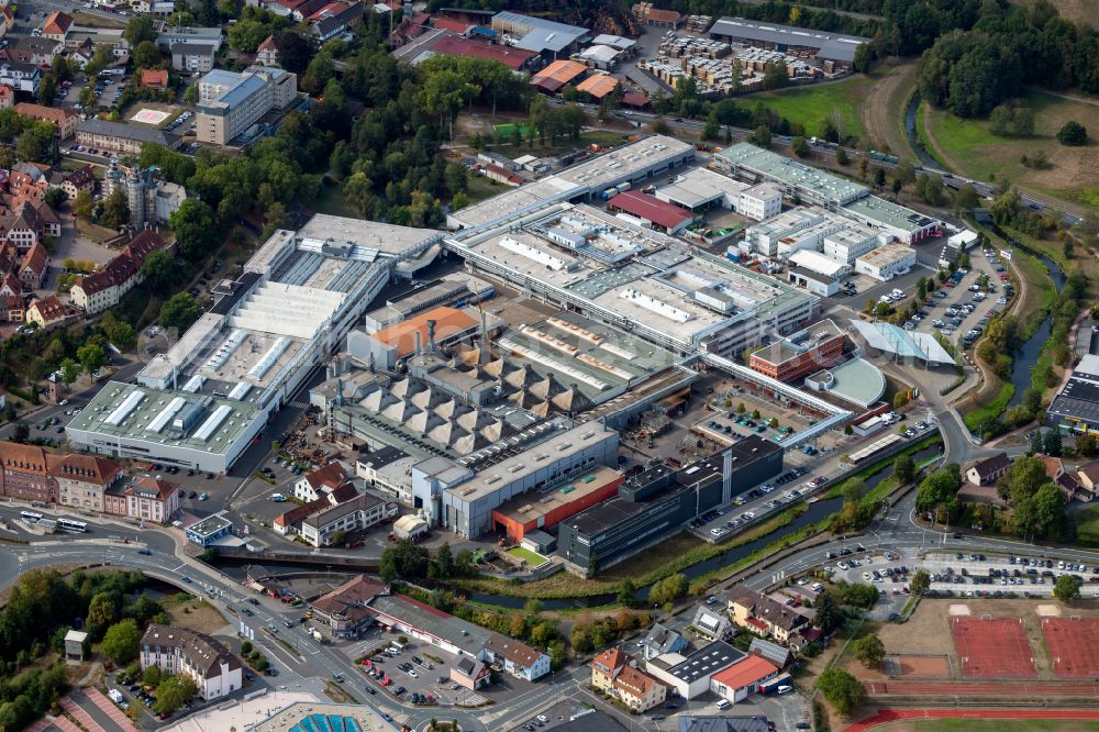 Lohr am Main from above - Building and production halls on the premises of Bosch Rexroth AG Zum Eisengiesser in Lohr am Main in the state Bavaria, Germany