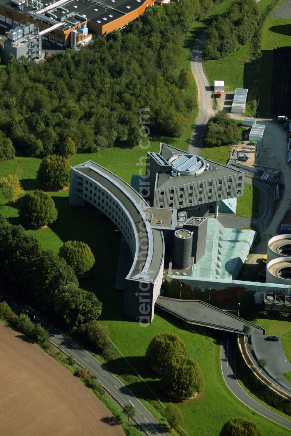 Aerial image Melsungen - Building and production halls on the premises of B. Braun SE in Melsungen in the state Hesse