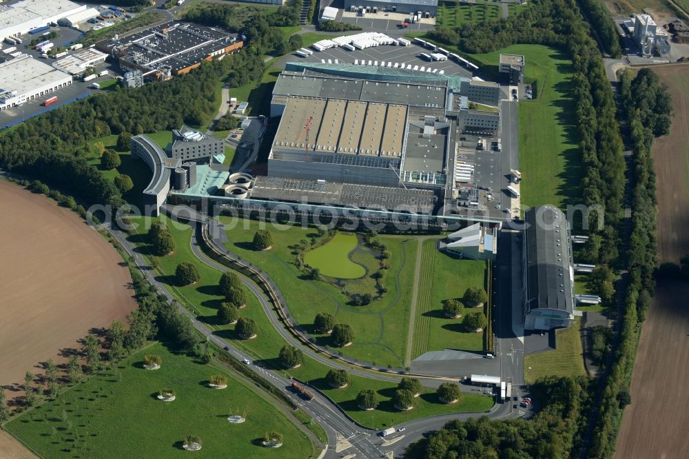 Melsungen from the bird's eye view: Building and production halls on the premises of B. Braun SE in Melsungen in the state Hesse