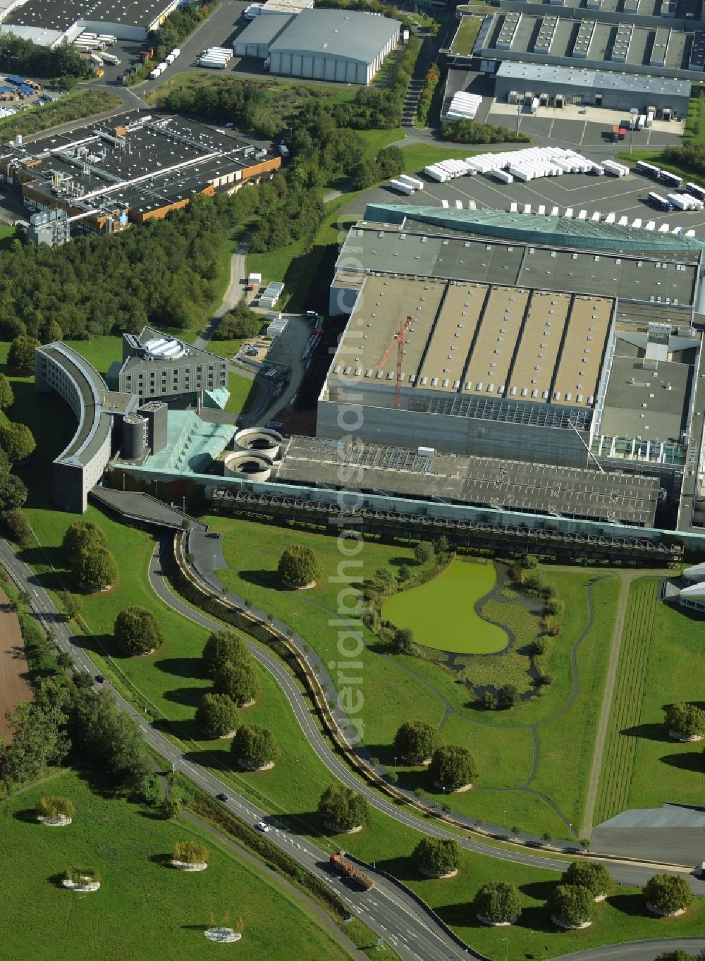 Aerial image Melsungen - Building and production halls on the premises of B. Braun SE in Melsungen in the state Hesse