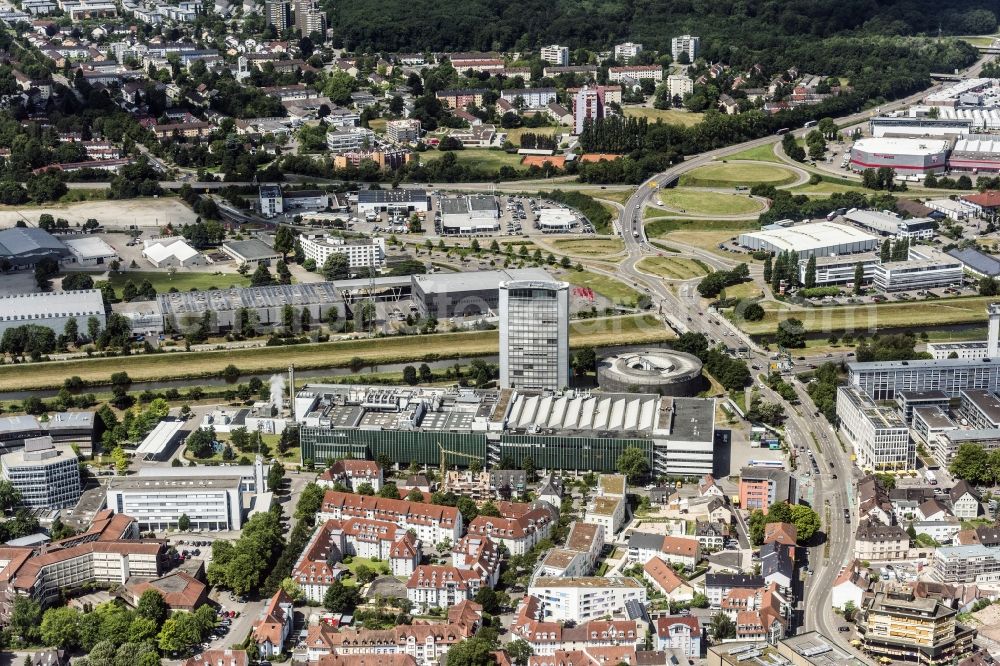 Offenburg from above - Building and production halls on the premises of Burda Druck GmbH in Offenburg in the state Baden-Wuerttemberg, Germany