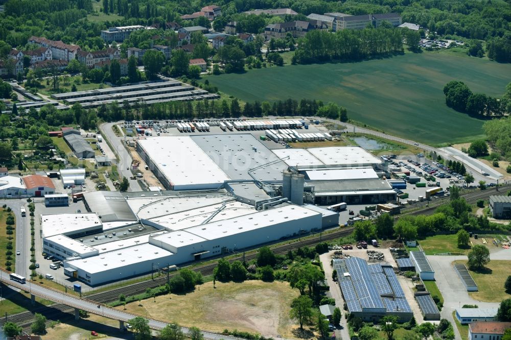 Aerial image Burg - Building and production halls on the premises of Burger Kuechenmoebel GmbH on Martin-Luther-Strasse in Burg in the state Saxony-Anhalt, Germany