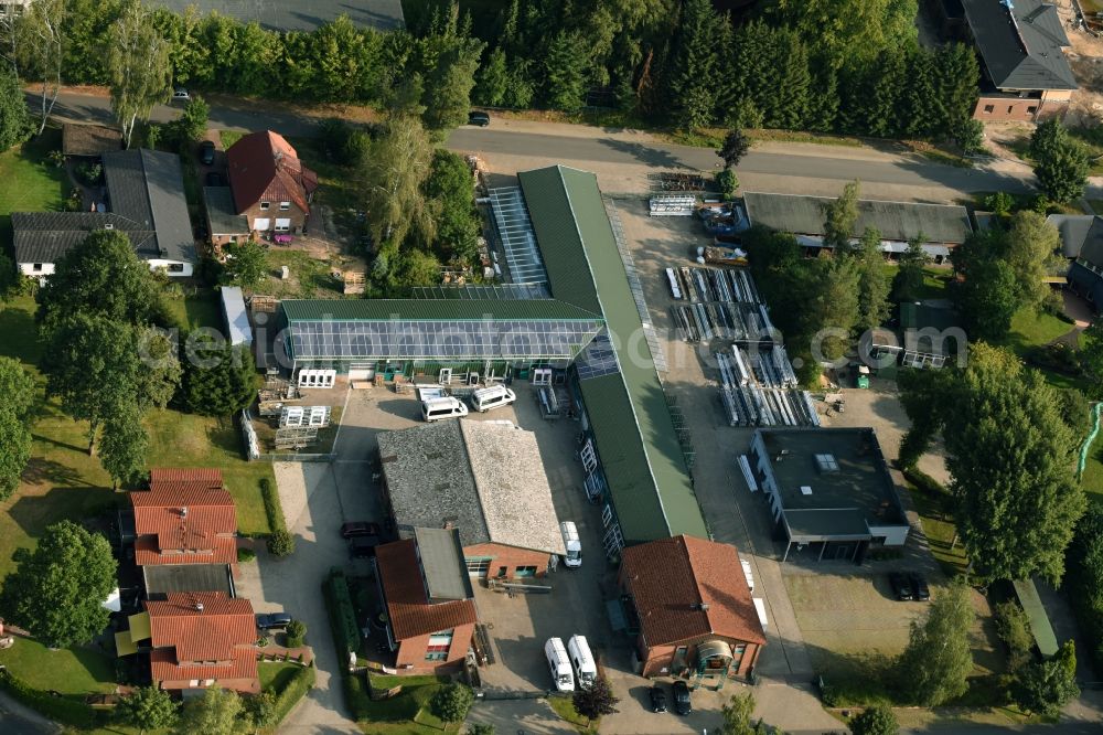 Aerial image Munster - Building and production halls on the premises of Busse Alu-Bau GmbH An der Raubkammer in Munster in the state Lower Saxony