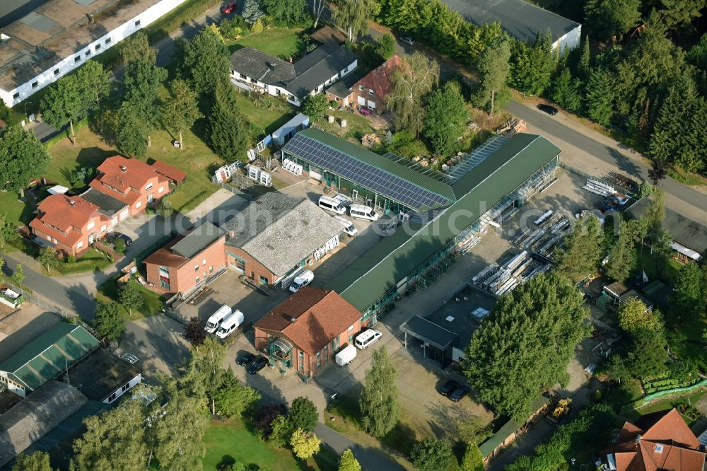 Munster from above - Building and production halls on the premises of Busse Alu-Bau GmbH An der Raubkammer in Munster in the state Lower Saxony