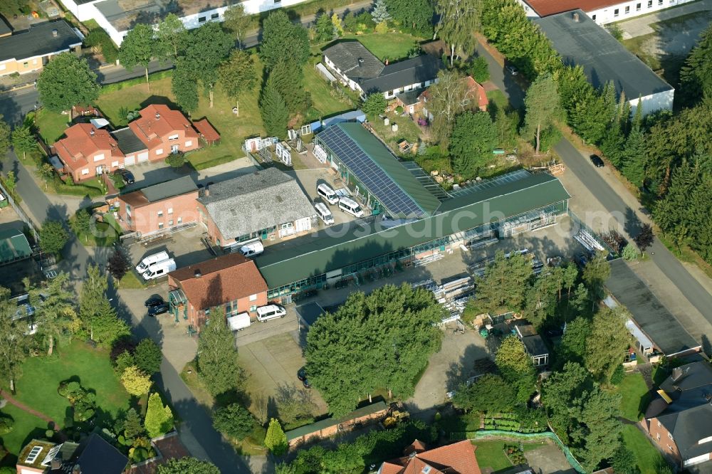 Munster from above - Building and production halls on the premises of Busse Alu-Bau GmbH An der Raubkammer in Munster in the state Lower Saxony