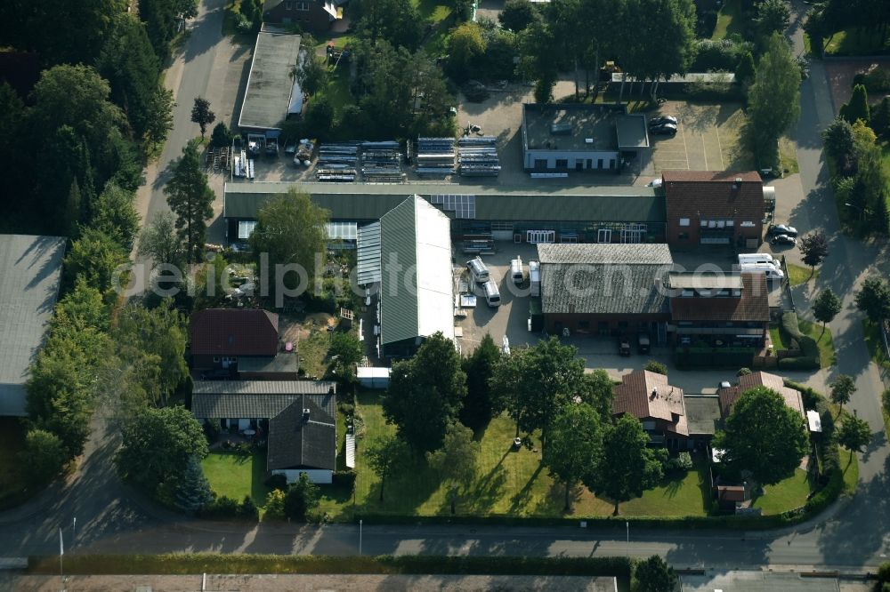 Munster from above - Building and production halls on the premises of Busse Alu-Bau GmbH An der Raubkammer in Munster in the state Lower Saxony