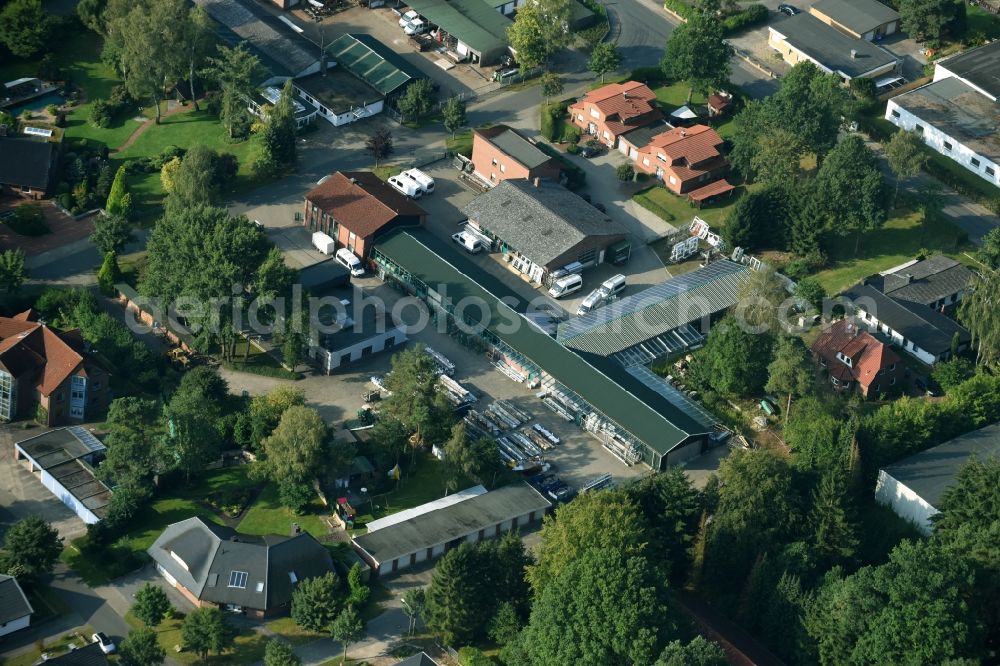 Aerial photograph Munster - Building and production halls on the premises of Busse Alu-Bau GmbH An der Raubkammer in Munster in the state Lower Saxony