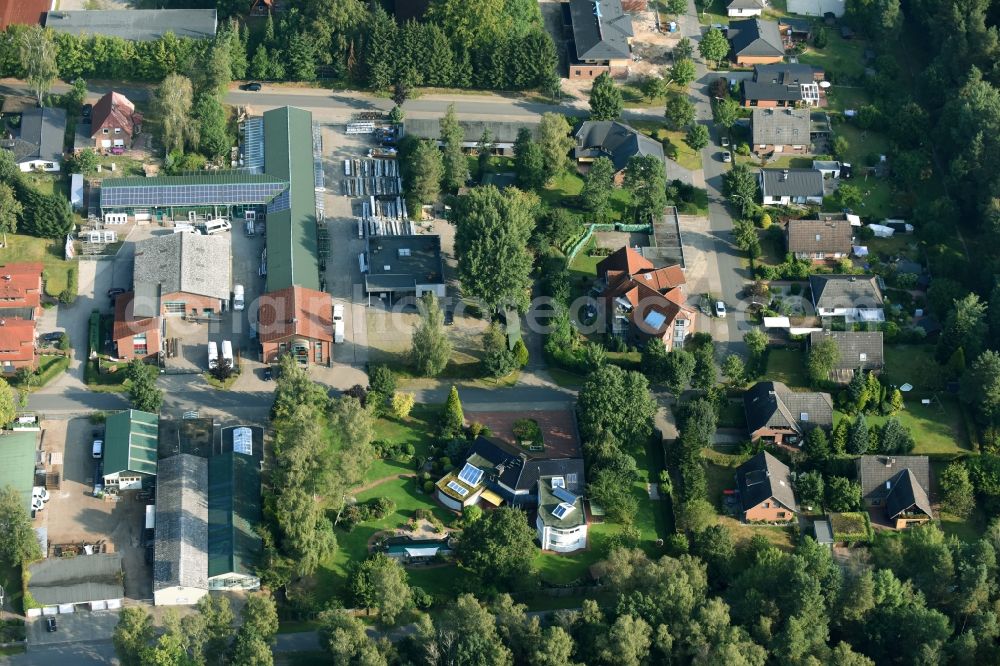 Munster from above - Building and production halls on the premises of Busse Alu-Bau GmbH An der Raubkammer in Munster in the state Lower Saxony