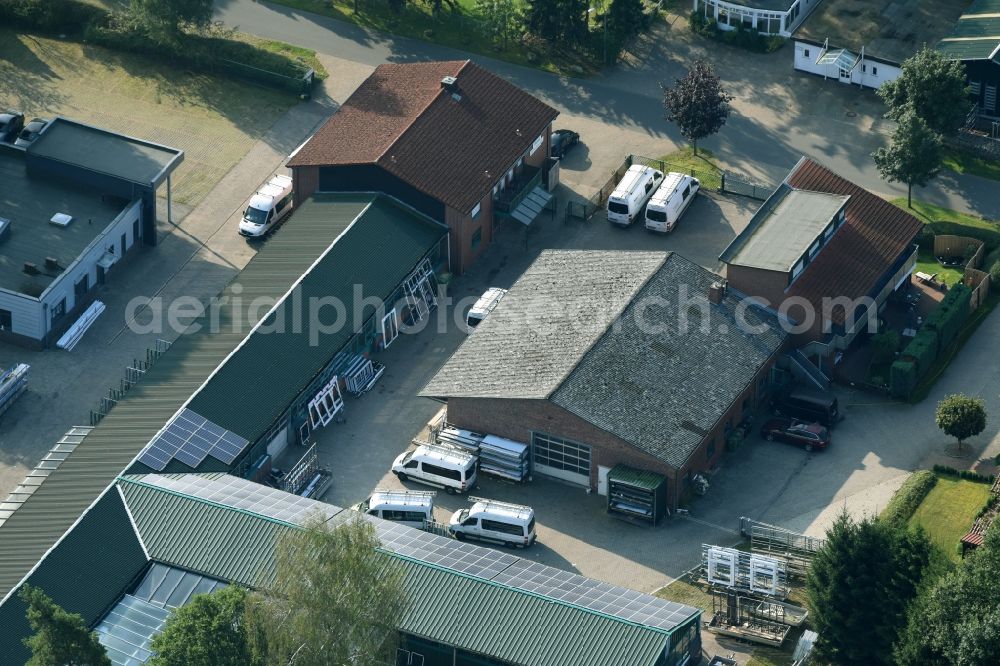 Munster from above - Building and production halls on the premises of Busse Alu-Bau GmbH An der Raubkammer in Munster in the state Lower Saxony