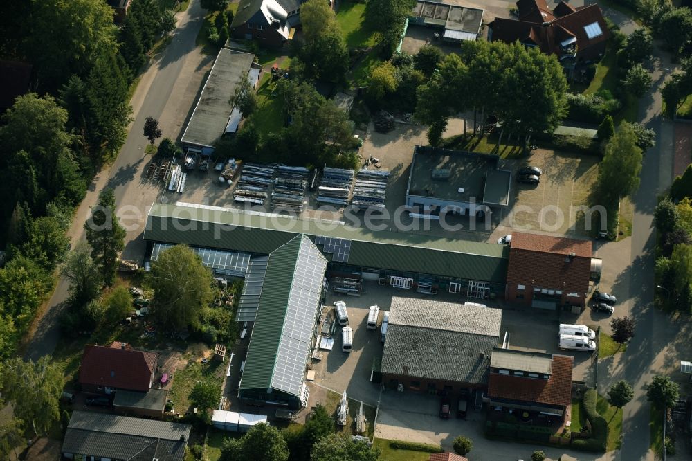 Munster from above - Building and production halls on the premises of Busse Alu-Bau GmbH An der Raubkammer in Munster in the state Lower Saxony