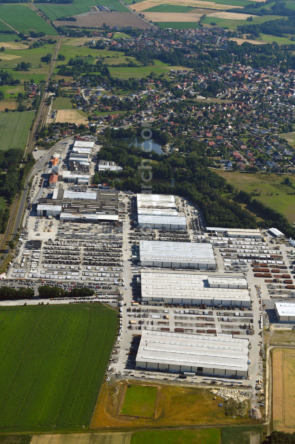 Wittingen from the bird's eye view: Building and production halls on the premises of H. Butting GmbH & Co. KG in the district Knesebeck in Wittingen in the state Lower Saxony, Germany