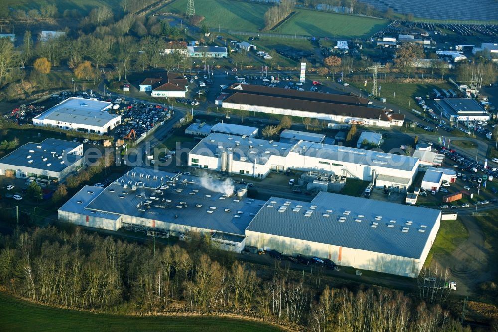 Boizenburg/Elbe from above - Building and production halls on the premises of CCI Boizenburg/ElbeGmbH on Ringstrasse in the district Bahlen in Boizenburg/Elbe in the state Mecklenburg - Western Pomerania, Germany