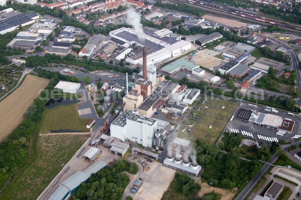 Hameln from above - Building and production halls on the premises of Cemex Deutschland AG in Hameln in the state Lower Saxony, Germany