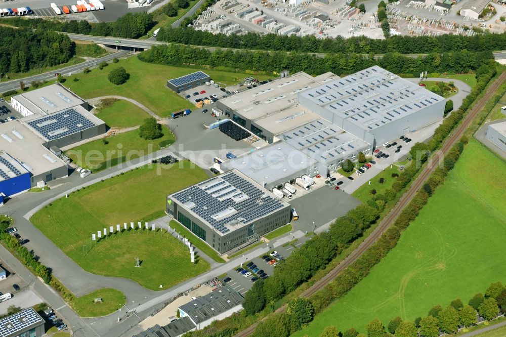 Aerial image Brilon - Building and production halls on the premises of Centrotherm Am Patbergschen Dorn in Brilon in the state North Rhine-Westphalia, Germany