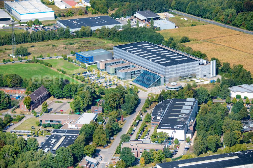 Aerial image Stade - Building and production halls on the premises of CFK NORD Betriebsgesellschaft mbH & Co. KG on street Sophie-Scholl-Weg in Stade in the state Lower Saxony, Germany