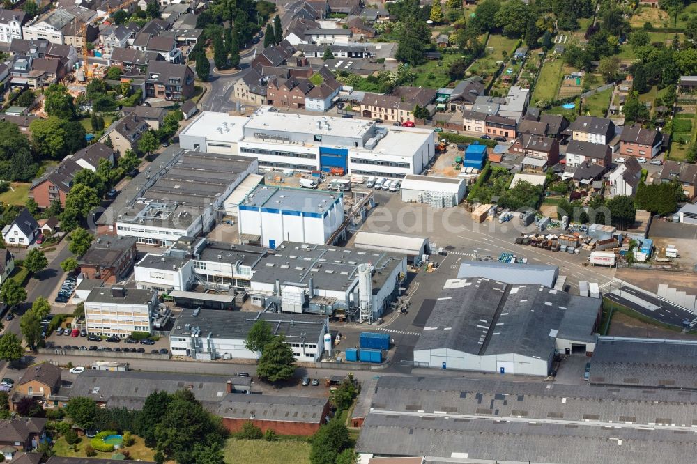 Grevenbroich from above - Building and production halls on the premises of the chemical manufacturers ACTEGA Rhenania on Rhenaniastrasse in the district Wevelinghoven in Grevenbroich in the state North Rhine-Westphalia, Germany