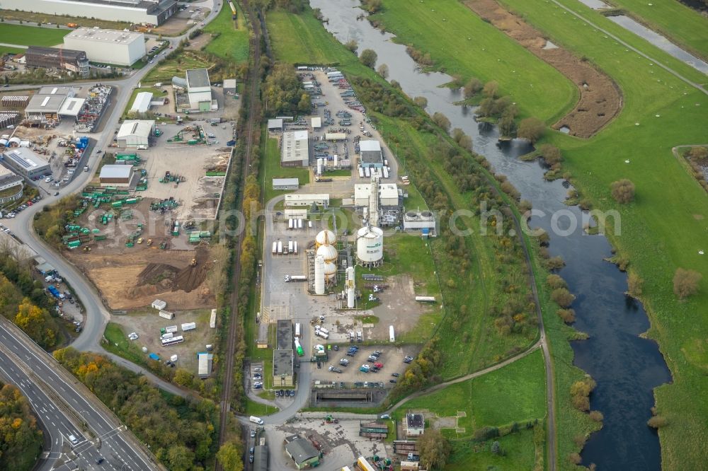 Aerial image Hattingen - Building and production halls on the premises of the chemical manufacturers Air Products GmbH An of Kost in Hattingen in the state North Rhine-Westphalia, Germany