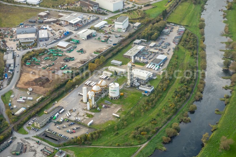 Aerial photograph Hattingen - Building and production halls on the premises of the chemical manufacturers Air Products GmbH An of Kost in Hattingen in the state North Rhine-Westphalia, Germany