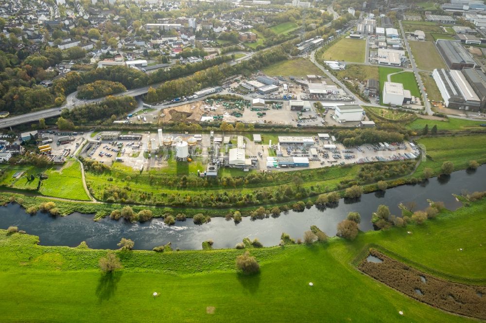 Aerial photograph Hattingen - Building and production halls on the premises of the chemical manufacturers Air Products GmbH An of Kost in Hattingen in the state North Rhine-Westphalia, Germany