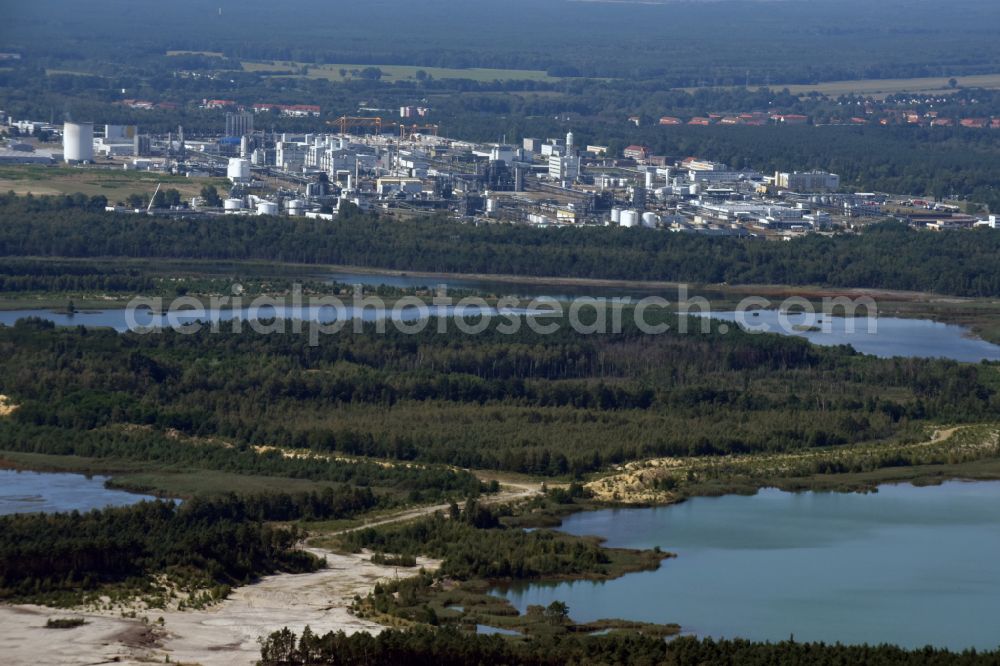 Aerial photograph Schwarzheide - Building and production halls on the premises of the chemical manufacturers BASF Schwarzheide GmbH on street Schipkauer Strasse in Schwarzheide in the state Brandenburg, Germany