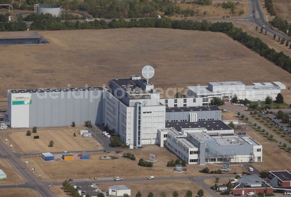 Bitterfeld-Wolfen from the bird's eye view: Factory premises of the chemical manufacturers of Bayer Bitterfeld GmbH in Chemiepark in the district Greppin in Bitterfeld-Wolfen in the state Saxony-Anhalt