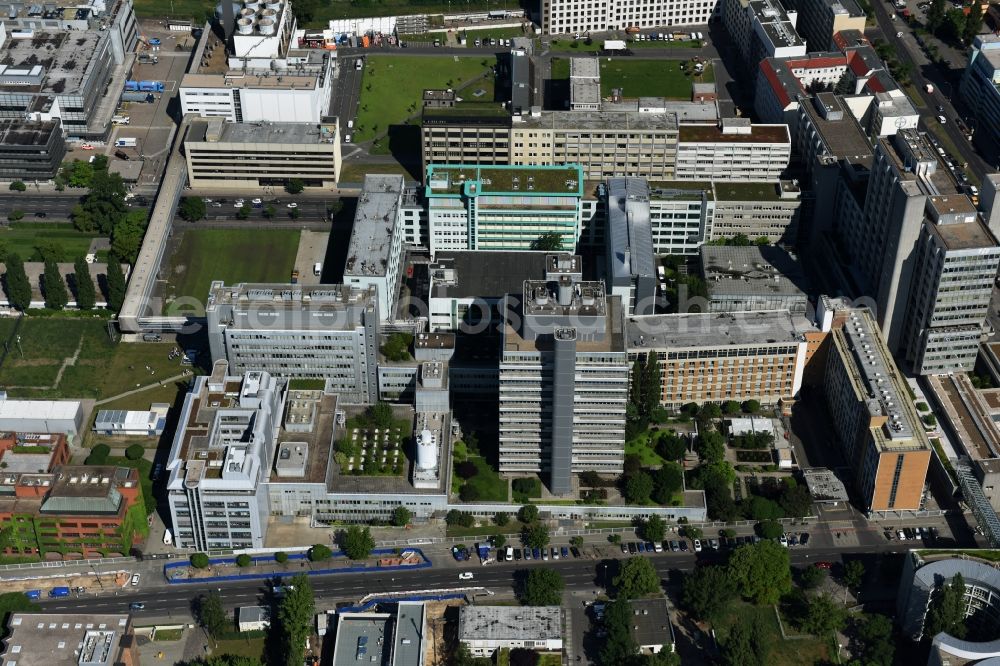 Berlin from the bird's eye view: Building and production halls on the premises of the chemical manufacturers of Bayer Pharma AG on Muellerstrasse in the district Wedding in Berlin, Germany