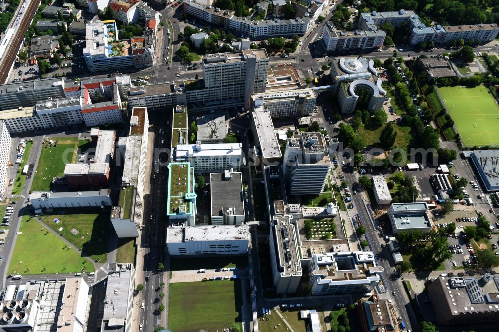 Aerial image Berlin - Building and production halls on the premises of the chemical manufacturers of Bayer Pharma AG on Muellerstrasse in the district Wedding in Berlin, Germany