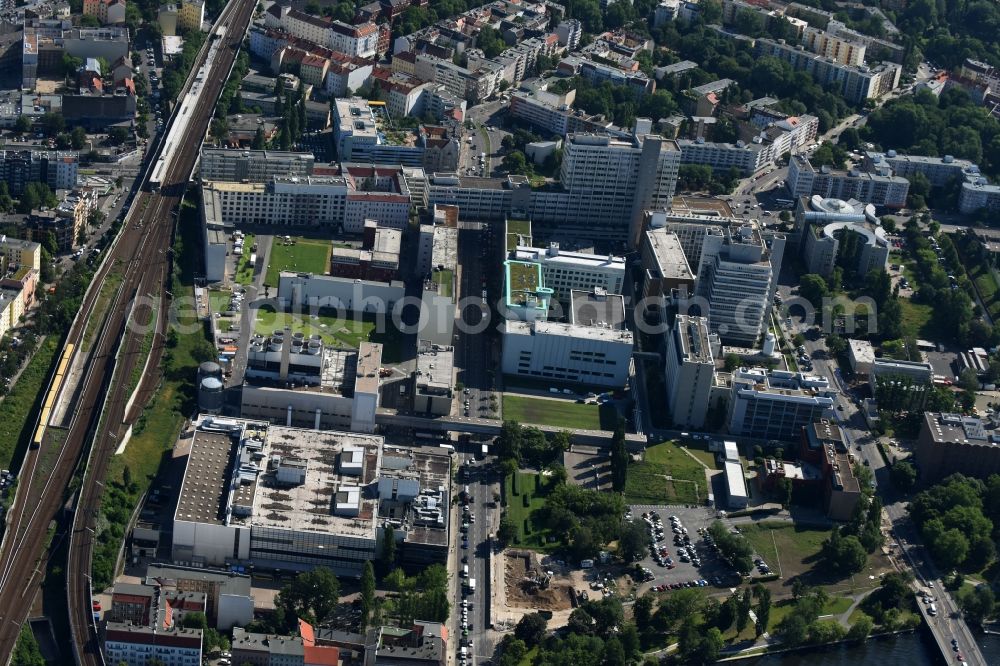 Berlin from above - Building and production halls on the premises of the chemical manufacturers of Bayer Pharma AG on Muellerstrasse in the district Wedding in Berlin, Germany