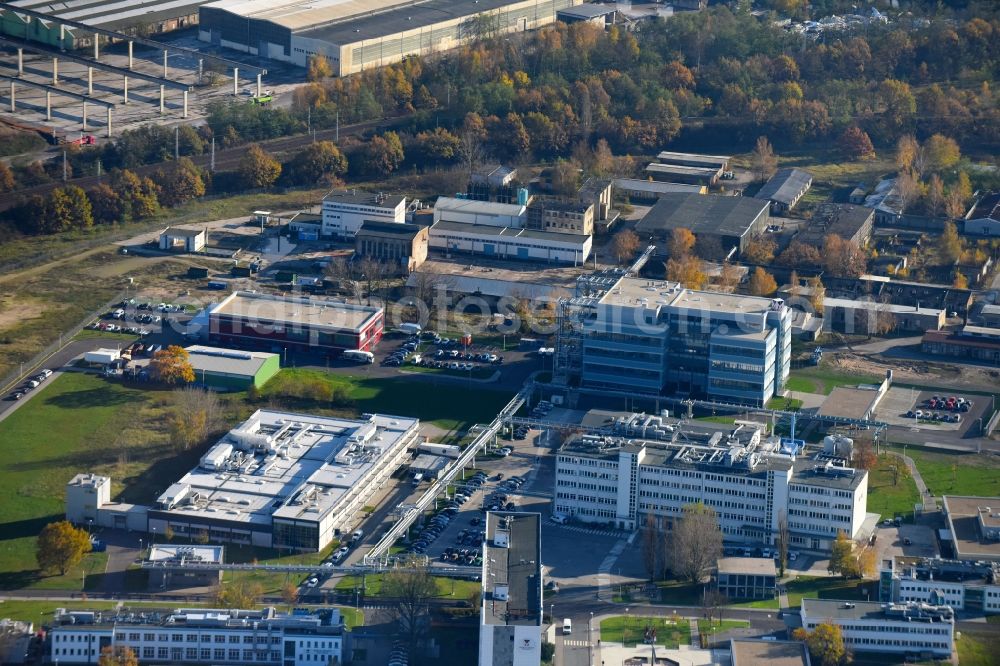 Aerial photograph Berlin - Building and production halls on the premises of the chemical manufacturers Berlin Chemie AG in the district Adlershof in Berlin, Germany