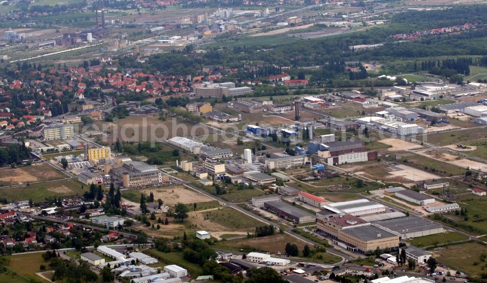 Aerial image Wolfen - Building and production halls on the premises of the chemical manufacturers Chemiepark Bitterfeld - Wolfen in Wolfen in the state Saxony-Anhalt, Germany