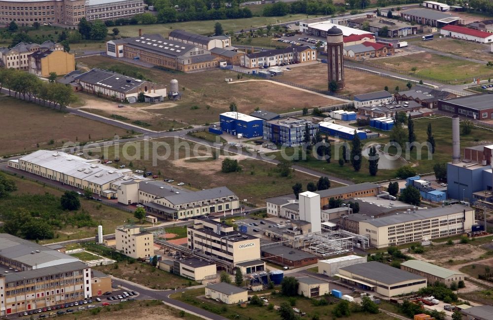 Aerial image Wolfen - Building and production halls on the premises of the chemical manufacturers Chemiepark Bitterfeld - Wolfen in Wolfen in the state Saxony-Anhalt, Germany