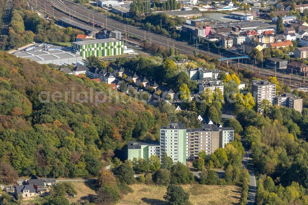 Hagen from above - Building and production halls on the premises of the chemical manufacturers Doerken in Hagen in the state North Rhine-Westphalia, Germany