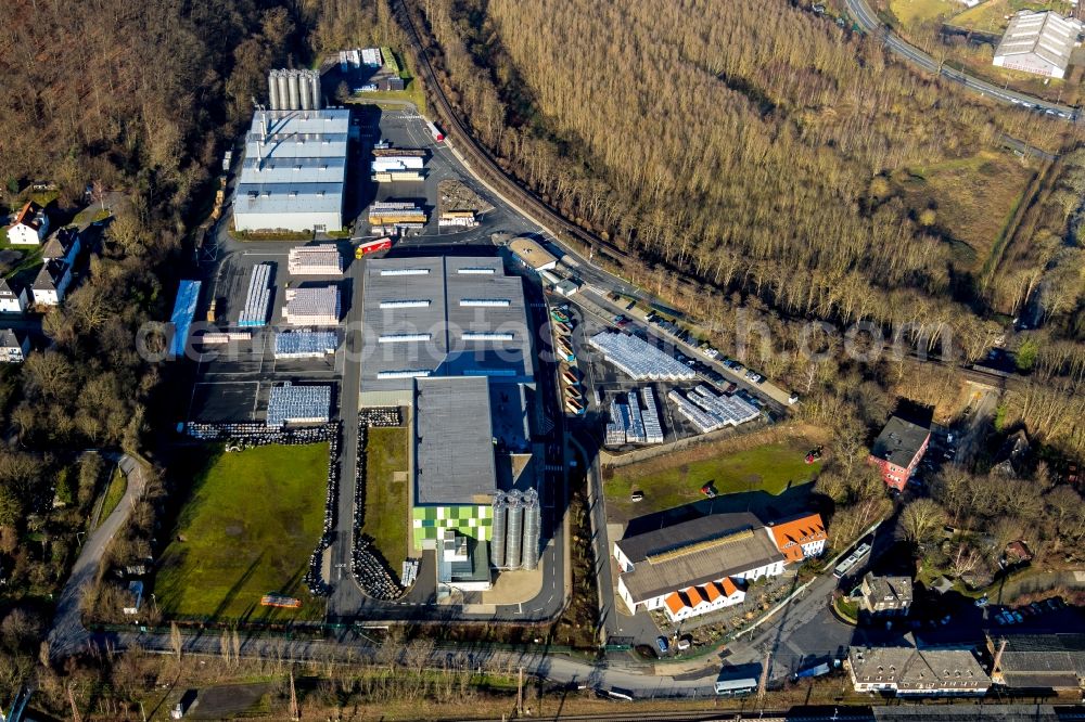 Hagen from the bird's eye view: Building and production halls on the premises of the chemical manufacturers Doerken in Hagen in the state North Rhine-Westphalia, Germany