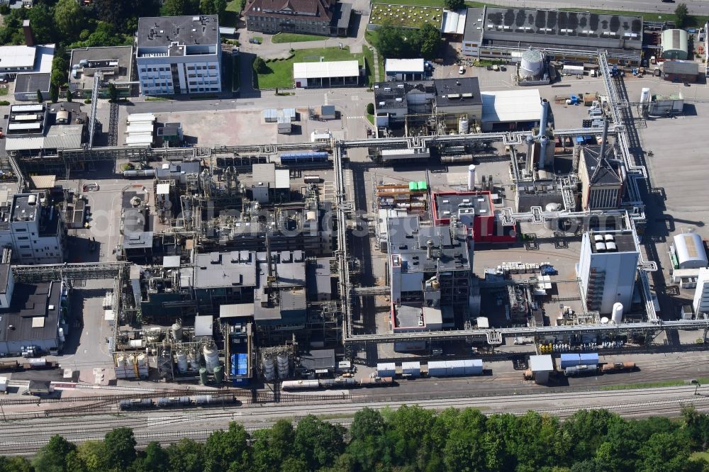 Aerial image Rheinfelden (Baden) - Buildings and production units on the premises of the chemical manufacturers evonik in Rheinfelden (Baden) in the state Baden-Wurttemberg, Germany