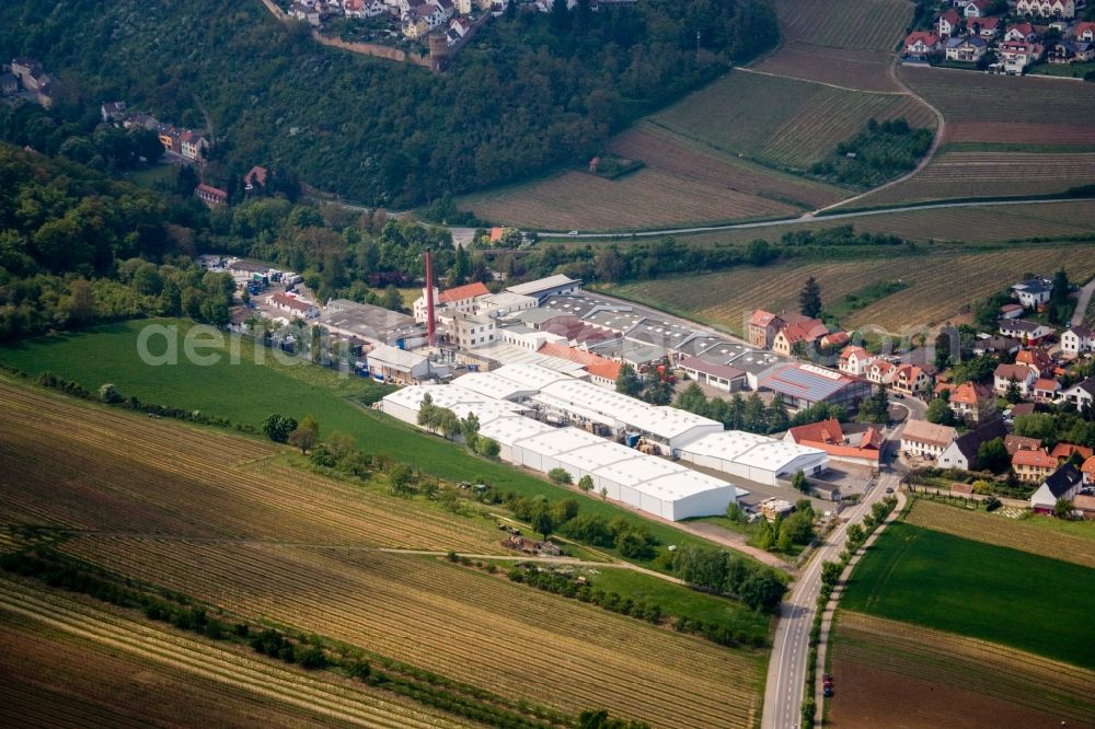 Aerial image Kleinkarlbach - Building and production halls on the premises of the chemical manufacturers Gechem GmbH & Co KG in the district Neuleiningen-Tal in Kleinkarlbach in the state Rhineland-Palatinate, Germany