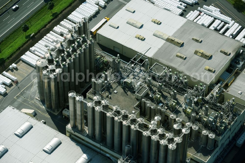 Aerial image Bayreuth - Building and production halls on the premises of the chemical manufacturers LyondellBasell on Weiherstrasse in Bayreuth in the state Bavaria, Germany